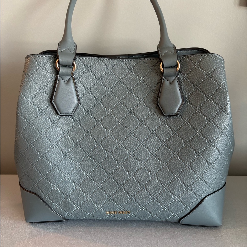 Nine West Light Gray Textured Satchel